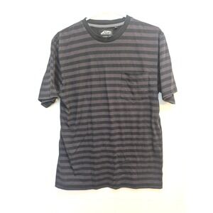 Vans Men's L Black Purple Cotton Striped Crewneck Pocket Tee‎ Short Sleeve